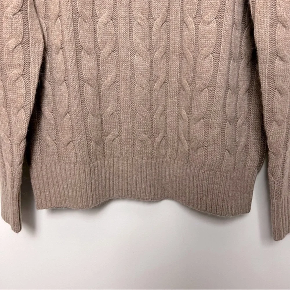 Men’s Cable Knit Sweater Wool Blend Neutral Tan